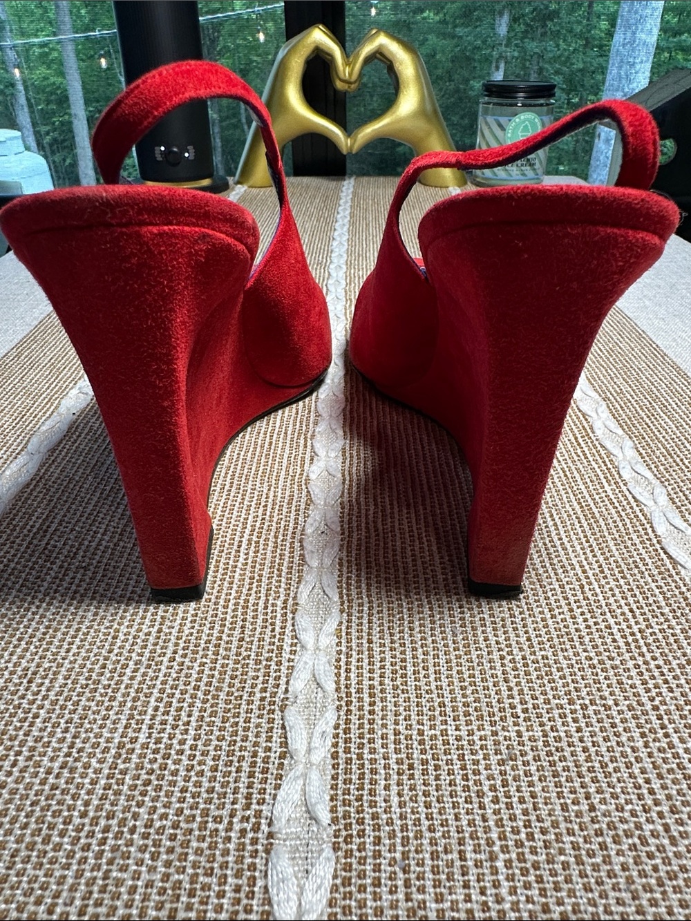Fendi Red Suede Slingback Heels - Picture 5 of 12